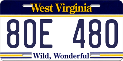 WV license plate 8OE480