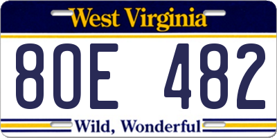 WV license plate 8OE482