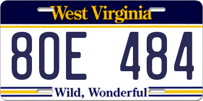 WV license plate 8OE484