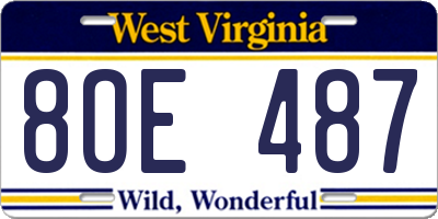 WV license plate 8OE487