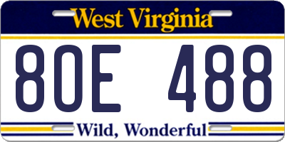 WV license plate 8OE488