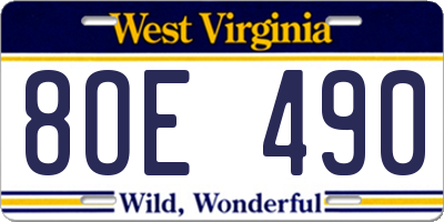 WV license plate 8OE490