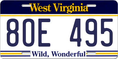 WV license plate 8OE495