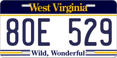 WV license plate 8OE529