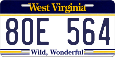 WV license plate 8OE564