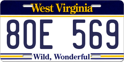WV license plate 8OE569