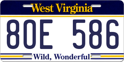 WV license plate 8OE586