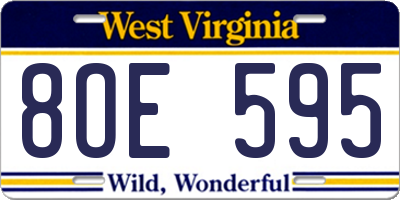WV license plate 8OE595