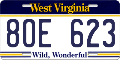 WV license plate 8OE623