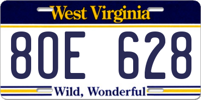 WV license plate 8OE628