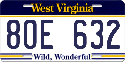 WV license plate 8OE632