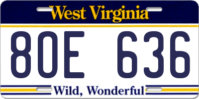 WV license plate 8OE636