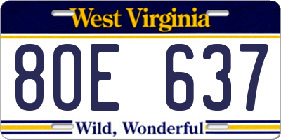 WV license plate 8OE637