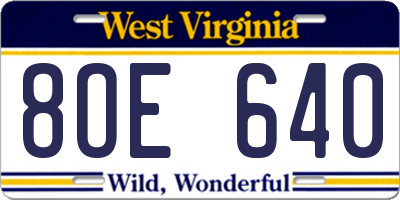 WV license plate 8OE640