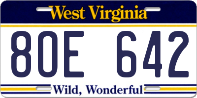 WV license plate 8OE642