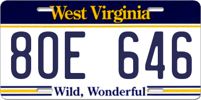 WV license plate 8OE646