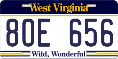 WV license plate 8OE656