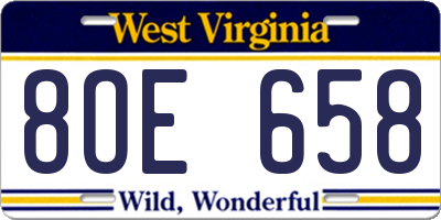 WV license plate 8OE658