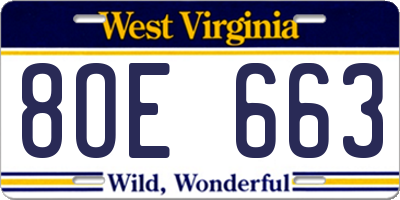 WV license plate 8OE663