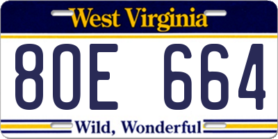 WV license plate 8OE664