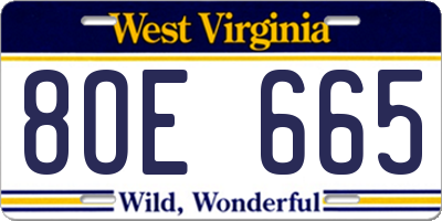 WV license plate 8OE665