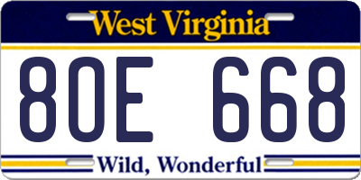 WV license plate 8OE668