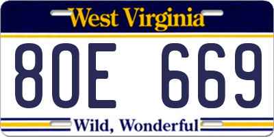WV license plate 8OE669