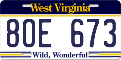 WV license plate 8OE673