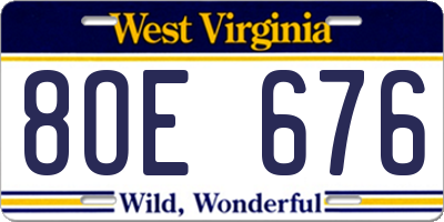 WV license plate 8OE676