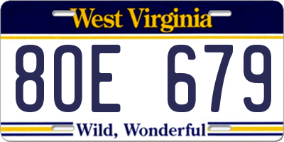 WV license plate 8OE679