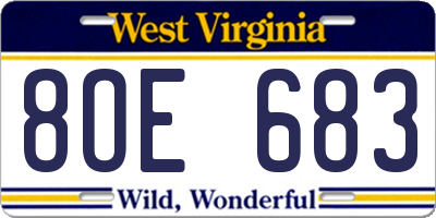 WV license plate 8OE683