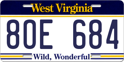 WV license plate 8OE684