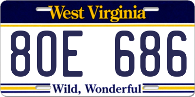 WV license plate 8OE686