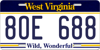 WV license plate 8OE688