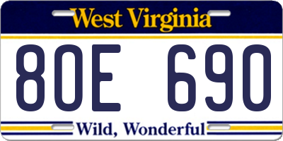 WV license plate 8OE690