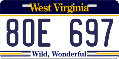 WV license plate 8OE697