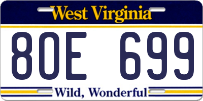 WV license plate 8OE699