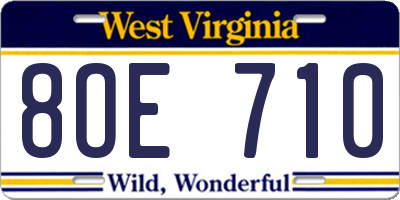 WV license plate 8OE710