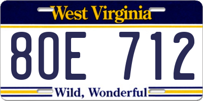 WV license plate 8OE712