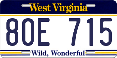 WV license plate 8OE715