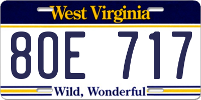 WV license plate 8OE717