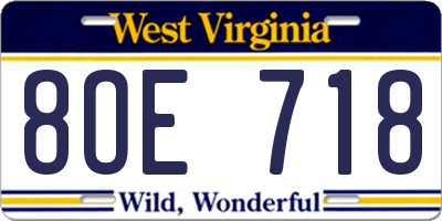 WV license plate 8OE718