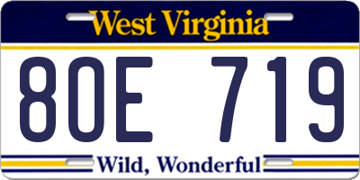 WV license plate 8OE719