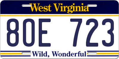 WV license plate 8OE723