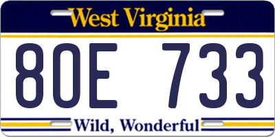WV license plate 8OE733