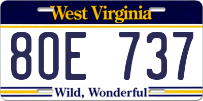 WV license plate 8OE737
