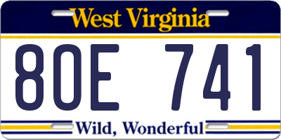 WV license plate 8OE741