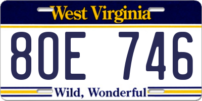WV license plate 8OE746