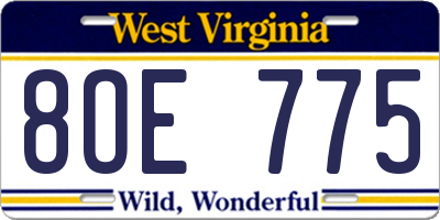 WV license plate 8OE775