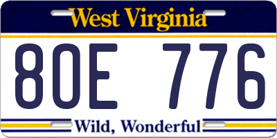 WV license plate 8OE776